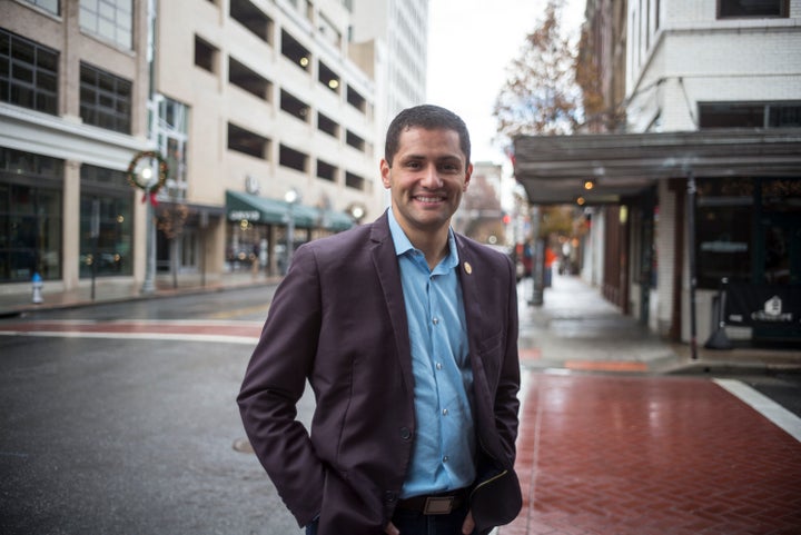 Virginia Del. Sam Rasoul (D), pictured in downtown Roanoke in 2016, is part of a new crop of populist Democrats challenging corporate power.