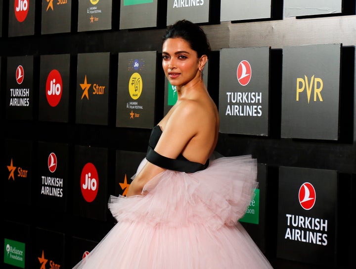 Bollywood actress Deepika Padukone poses during the opening ceremony of the 21st MAMI Mumbai film festival in Mumbai, India, Thursday, Oct. 17, 2019. (AP Photo/Rajanish Kakade)