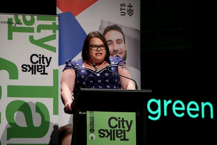 Jordan Raskopoulos speaks during the City of Sydney CityTalks event at Sydney Town Hall. 