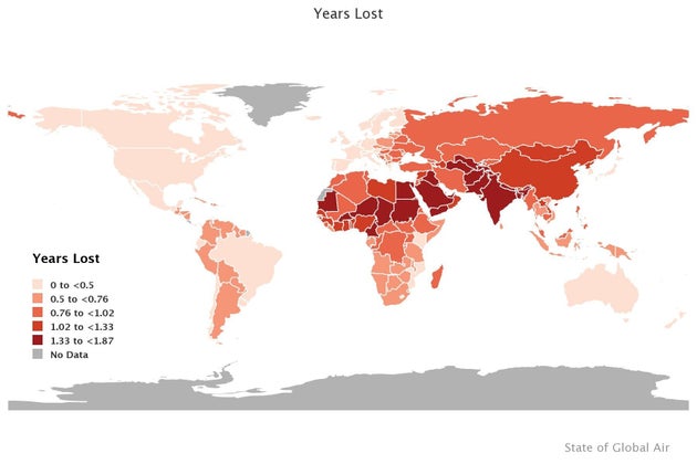 Πόσα χρόνια ζωής μας κόβει η μόλυνση του αέρα (στις 10 πιο επιβαρυμένες χώρες και στην