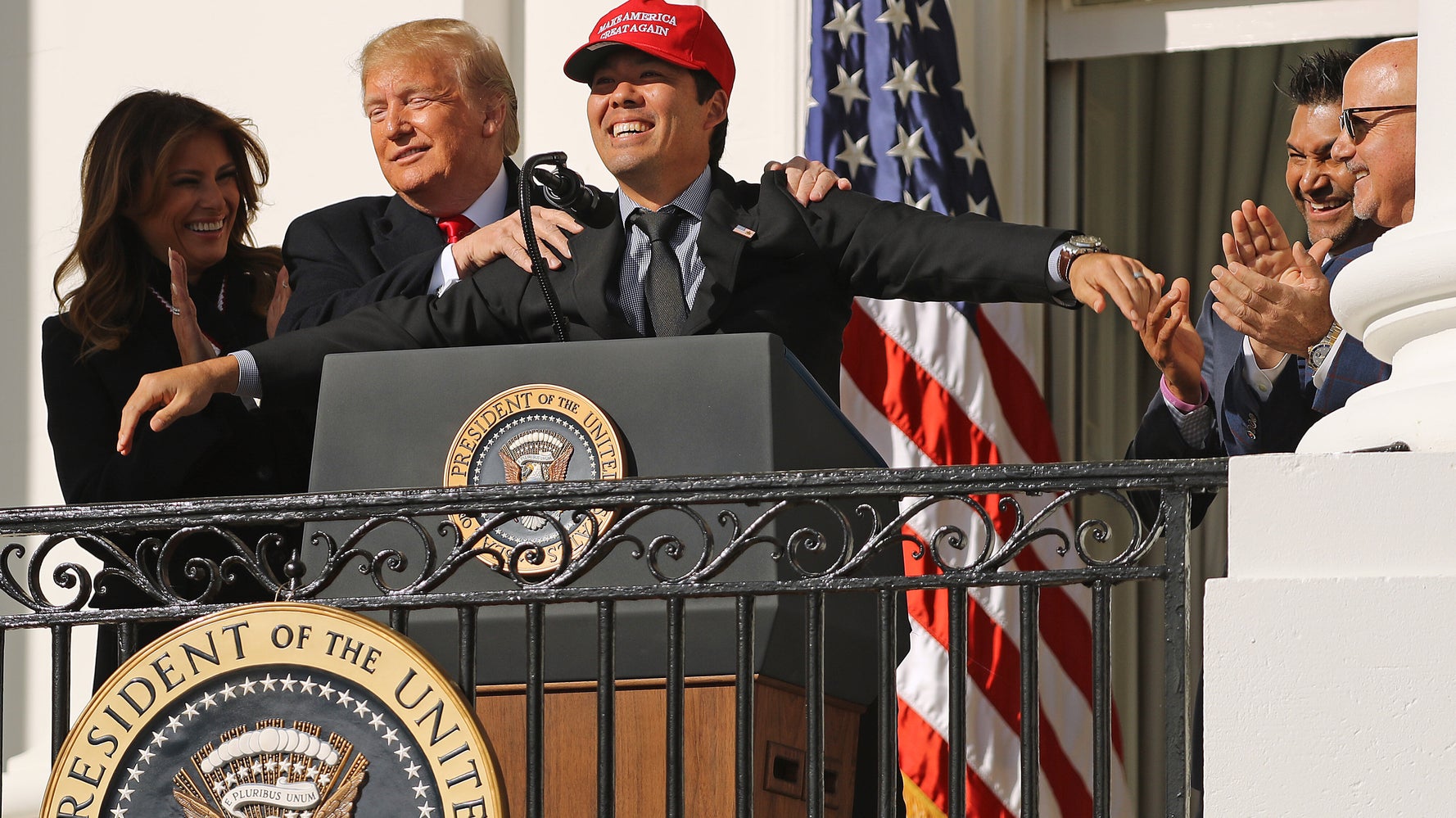 Washington Nationals Catcher Dons MAGA Hat, Gets Hug From Trump At White House