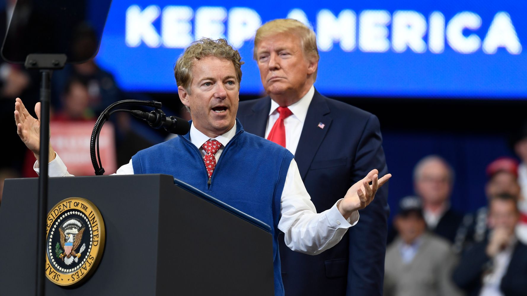 Rand Paul Presses Media To Out Whistleblower At Trump Rally | HuffPost