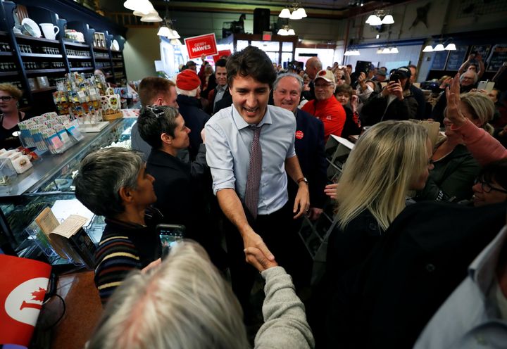 Prime Minister Justin Trudeau campaigns in Orillia, Ont., on Oct. 18, 2019.