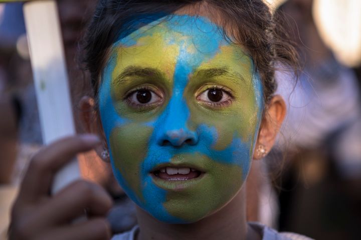 A young girl taking part in the climate strike in Madrid, Spain – one of the many climate strikes that took place all around the world in September 2019. 