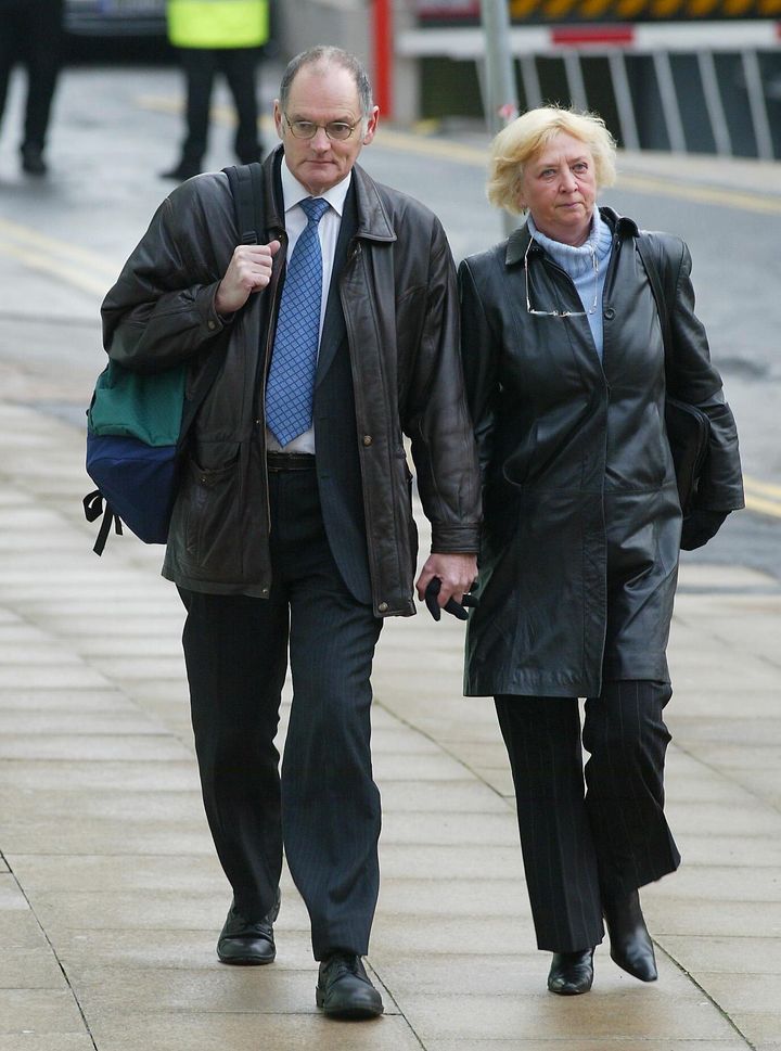 Gordon Park arriving at Manchester Crown Court with his wife Jenny shortly before he was jailed 