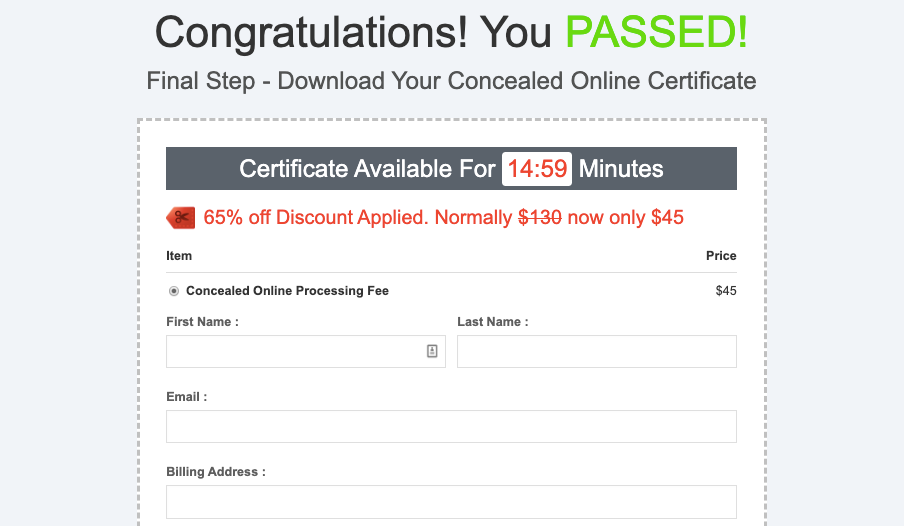 Concealed Online has run ads that take customers directly from Facebook to a checkout page with a 15-minute countdown. These ads have been viewed millions of times.