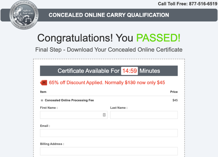 Concealed Online has run ads that take customers directly from Facebook to a checkout page with a 15-minute countdown. These ads have been viewed millions of times.