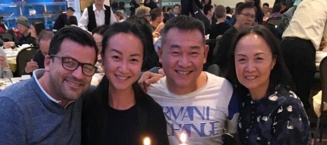 From left: Benoit and Angel Covillard with her parents Henry and Rainbow Zeng, who were the target of a racist remark this su
