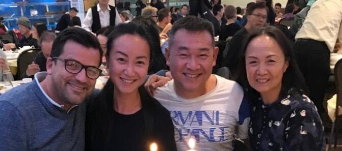 From left: Benoit and Angel Covillard with her parents Henry and Rainbow Zeng, who were the target of a racist remark this summer.