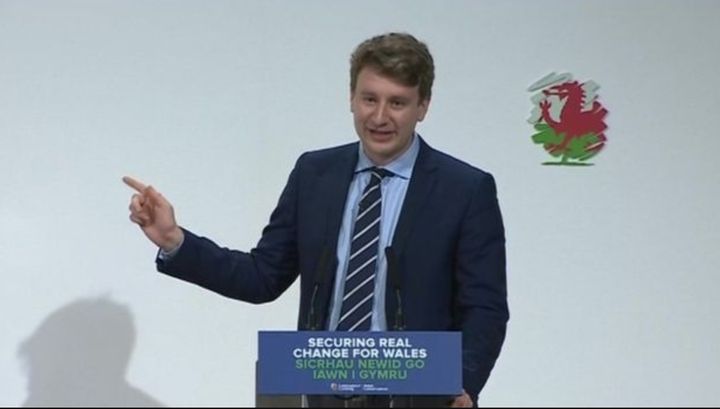 Ross England speaking at the Welsh Conservatives' conference