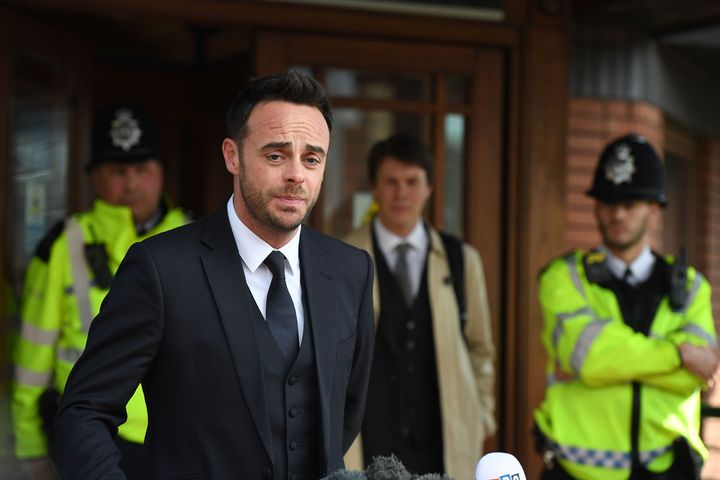 Ant McPartlin leaves Wimbledon Magistrates Court on April 16, 2018 after being fined £86,000 and banned from driving for 20 months.