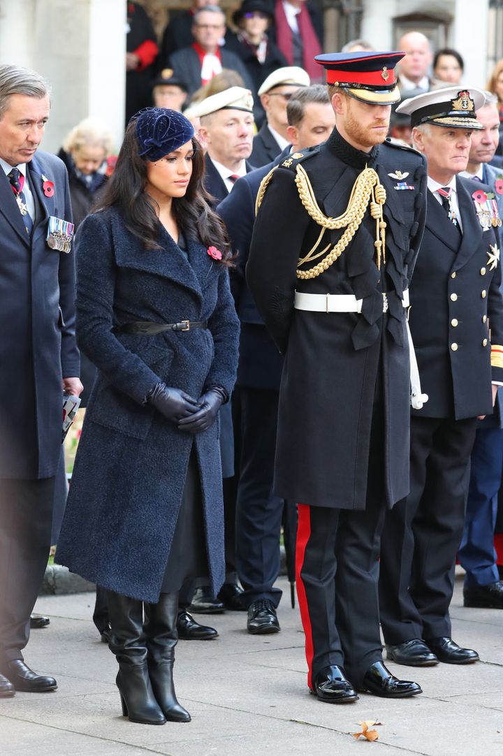 The Duke and Duchess of Sussex during a visit to the Field of Remembrance at Westminster Abbey in Westminster, London.