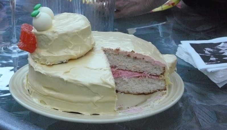 This is the cake that Jenna Karvunidis made for the gender reveal party she threw herself in 2008.