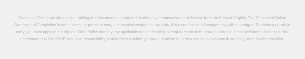 A crucial disclaimer on the Facebook version of Concealed Online's website is much more difficult to read and find than what'
