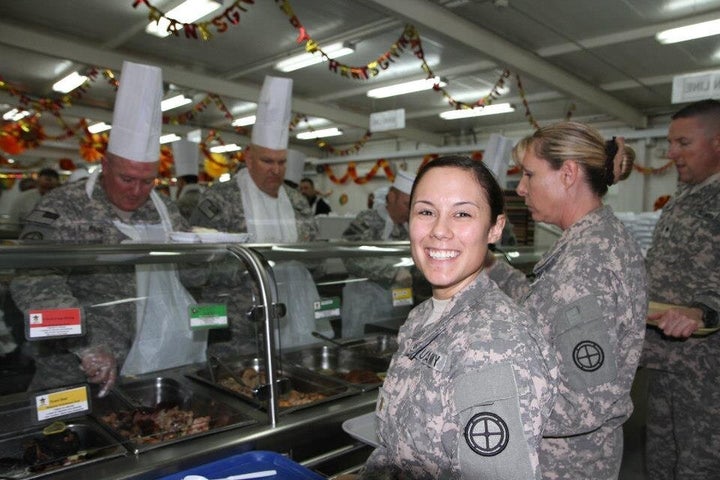 Thomas on the lunch line during deployment, Thanksgiving 2012.
