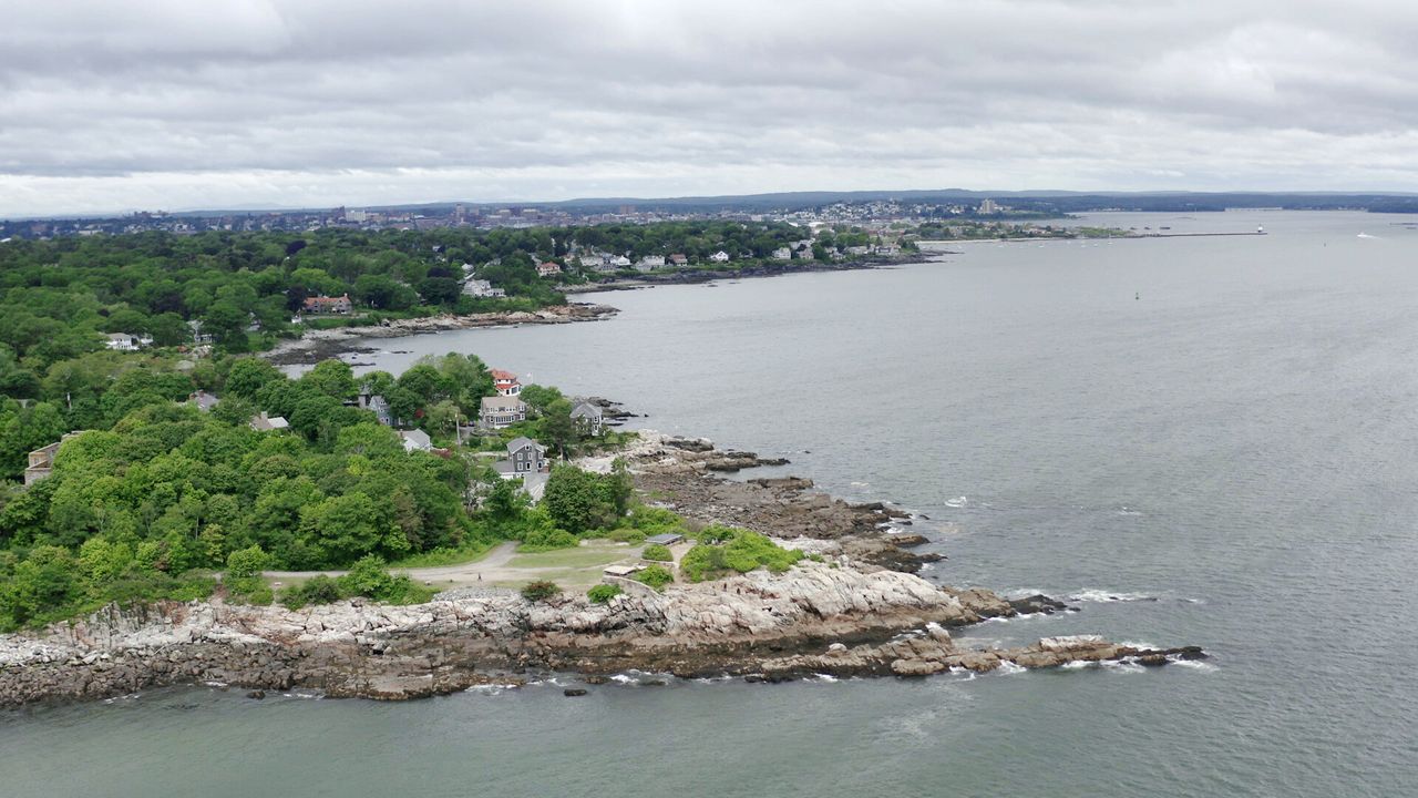 Aerial view of Cundys Harbor, Maine.
