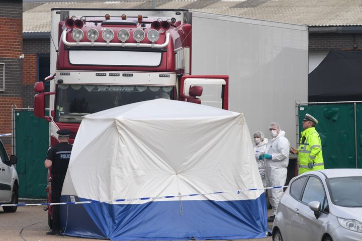 Police and forensic activity at the Waterglade Industrial Park in Grays, Essex, after the bodies were found 