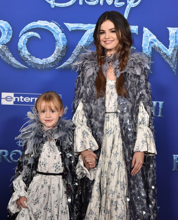 Gracie Teefey and Selena Gomez attend the premiere of Disney's "Frozen 2" on Nov. 7 in Hollywood, California.