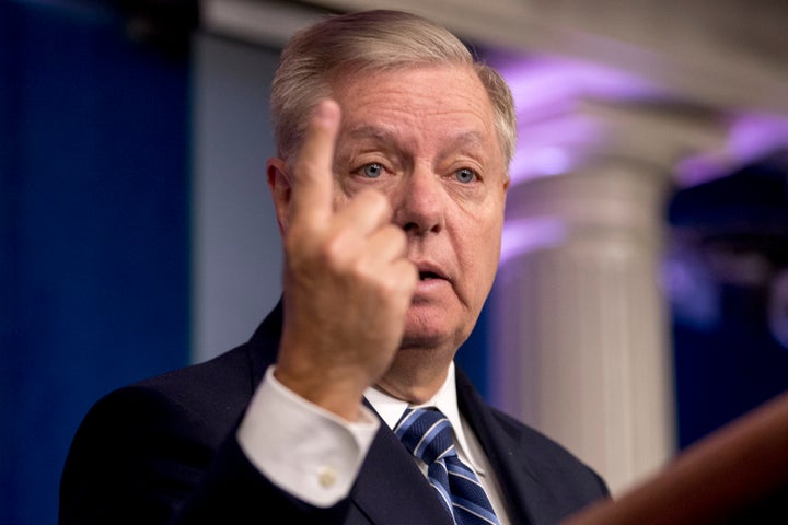 Sen. Lindsey Graham (R-S.C.), shown here speaking at the White House on Oct. 27, has been one of Donald Trump's staunchest de
