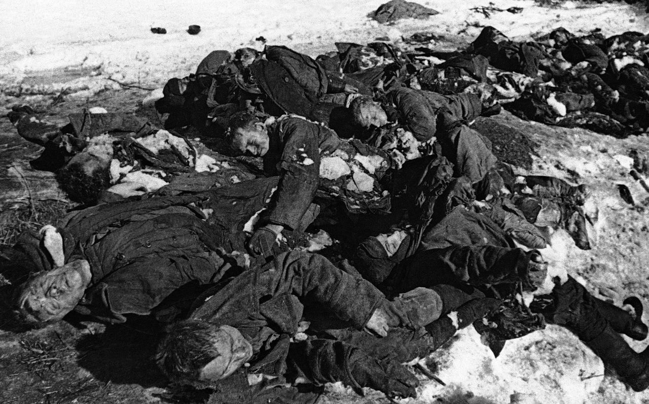 Από το μέτωπο του Λένινγκραντ. Άνδρες του Κόκκινου Στρατού οι οποίοι εκτελέστηκαν από τους ναζί αφού όμως πρώτα βασανίστηκαν.