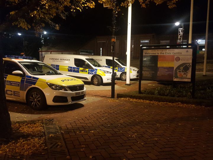 The scene at the Hillingdon Civic Centre in the High Street in Uxbridge, West London. 