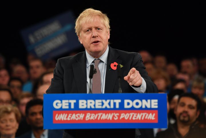 Prime Minister Boris Johnson speaking at the launch the Conservative Party's General Election campaign at NEC, Birmingham.