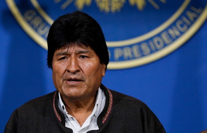 Bolivia's President Evo Morales looks on during a press conference in La Paz, Bolivia.