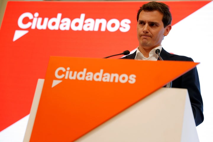 Rivera durante la rueda de prensa en la que ha anunciado su dimisión