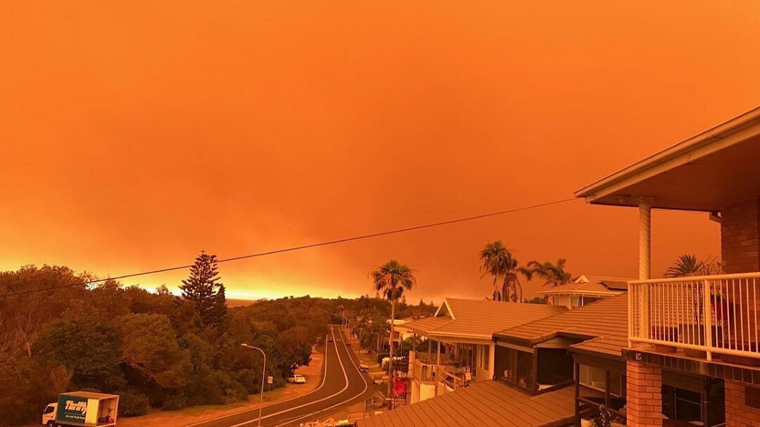 Smoke fills the sky in Port Macquarie, Australia, as wildfires rage across swathes of New South Wales.