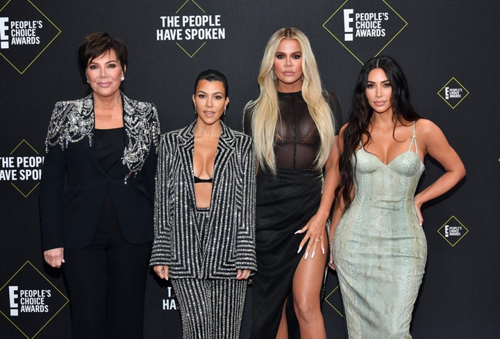 Kris Jenner and Kourtney, Khloé and Kim Kardashian arrive at the 2019 E! People's Choice Awards on Sunday.