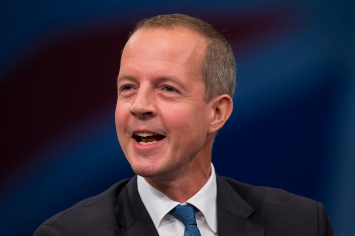 Nick Boles Minister of State for Skills speaks during the Conservative Party Conference, in Manchester, England, Monday Oct. 5, 2015. (AP Photo/Jon Super)