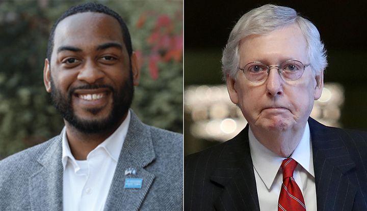 Kentucky state Rep. Charles Booker (left) said Senate Majority Leader Mitch McConnell has left Kentucky behind.