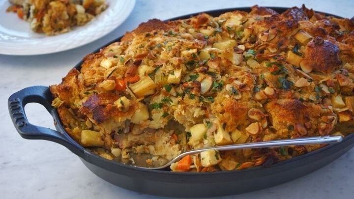 Try Jake Cohen's recipe for <a href="https://www.huffpost.com/entry/ultimate-thanksgiving-stuffing-recipe_n_5beb205ce4b0caeec2bec5e5" target="_blank" rel="noopener noreferrer">the ultimate Thanksgiving stuffing</a>.
