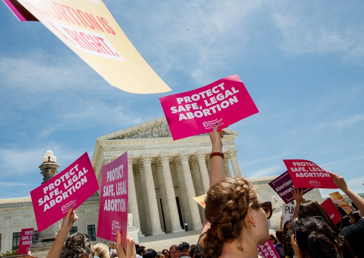 People protest for abortion rights in May outside the U.S. Supreme Court, which will hear an important Lousiana abortion case in the coming months.