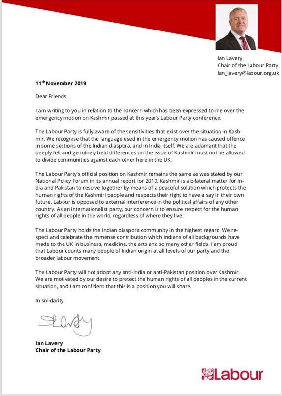 Ian Lavery letter