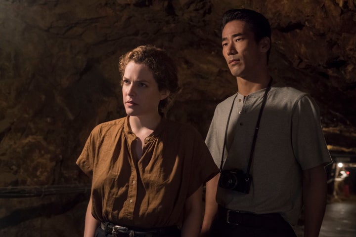 Riley Keough and Naoki Kobayashi in "<a href="https://www.netflix.com/title/80244457" target="_blank" rel="noopener noreferrer">Earthquake Bird</a>"