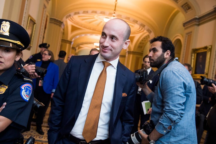 Stephen Miller, a White House senior adviser, arrives to attend the Republican Senate Policy Luncheon in the Capitol on Tuesday, May 14, 2019.