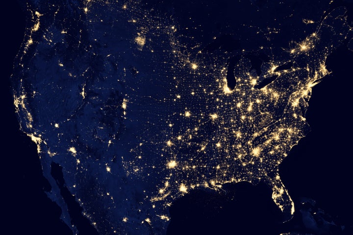 NASA image of city lights across the United States.