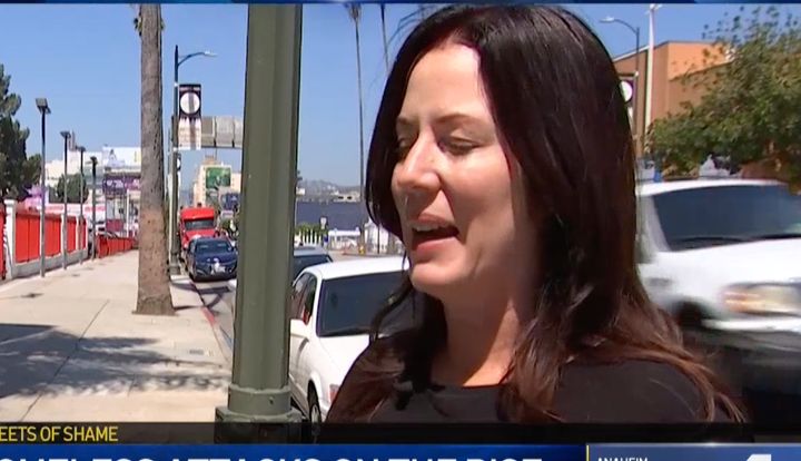 Heidi Van Tassel described to KNBC TV how a man attacked her in Los Angeles seven months ago.