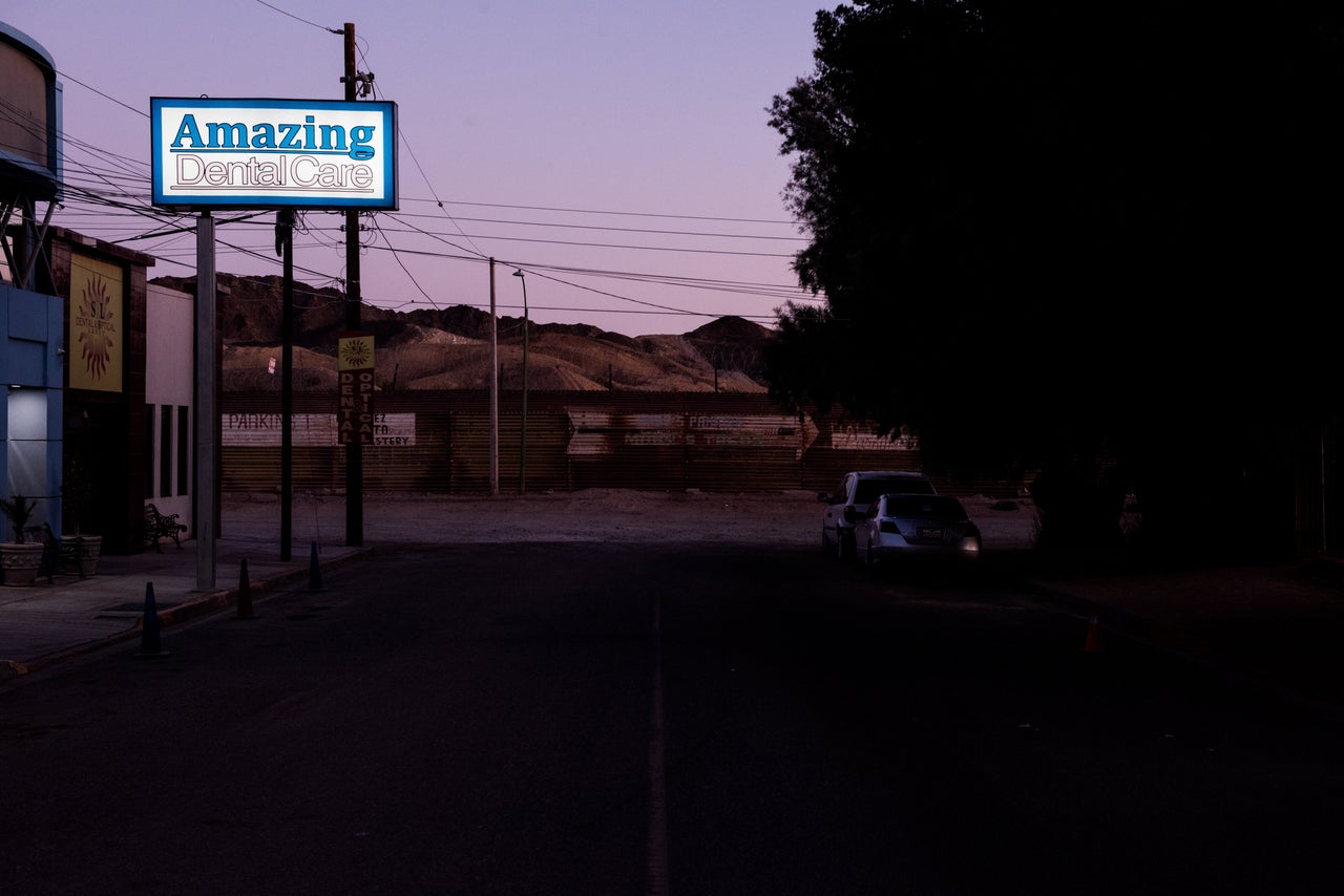 The wall separating Mexico from the United States in Los Algodones, Baja California, Mexico on Oct. 24, 2019. (Ash Ponders for HuffPost)