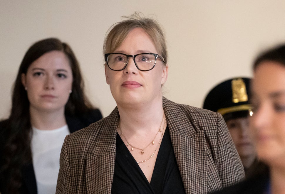 Catherine Croft, a State Department adviser on Ukraine, arrives to testify in the impeachment inquiry of President Donald Tru