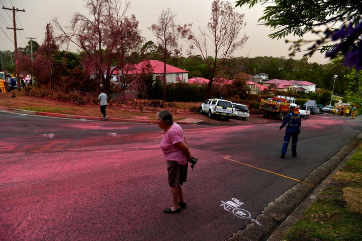 South Turramurra homes were bombed by fire-retardant during NSW RFS firefighting efforts on Tuesday.