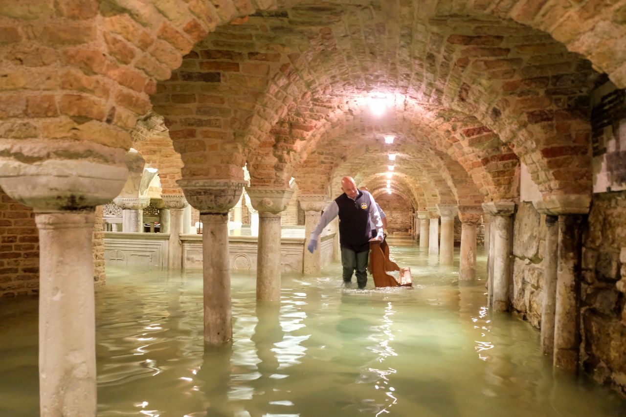 The flooded crypt of St Mark's Basilica 