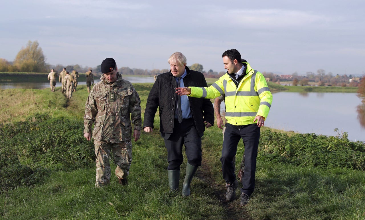 Boris Johnson during a visit to Stainforth on Wednesday 