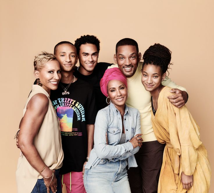 Through Red Table Talk, Pinkett Smith (center) and her family have been able to explore taboo topics that resonate with viewers. From left to right, she's pictured here with her mother, Adrienne Banfield-Jones, her son Jaden Smith, her husband's son Trey Smith, her husband Will Smith, and her daughter Willow Smith.