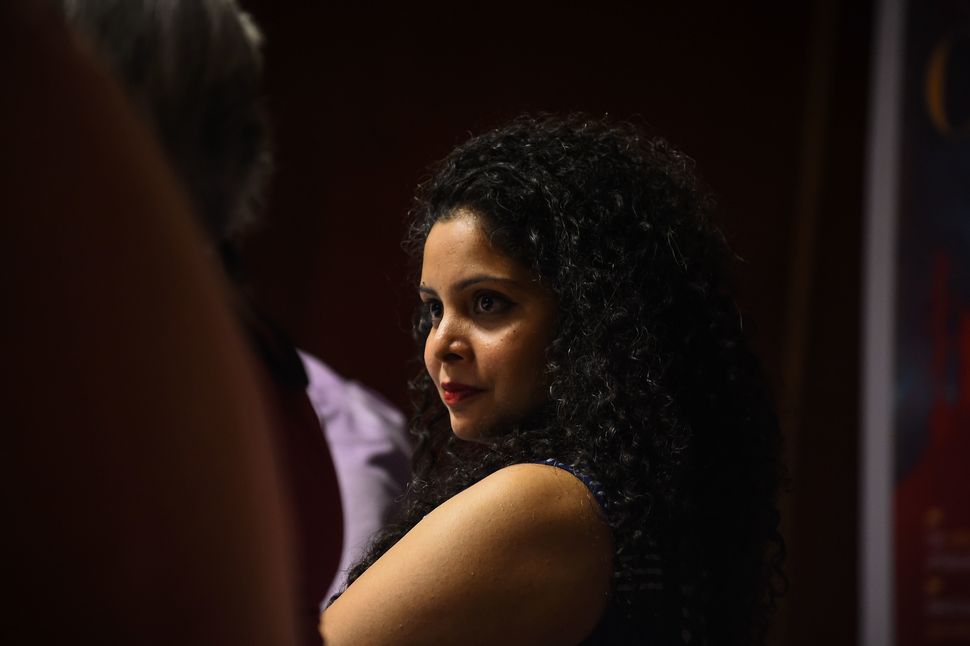 Indian journalist Rana Ayyub during the launch of her self-published book on May 27, 2016. 