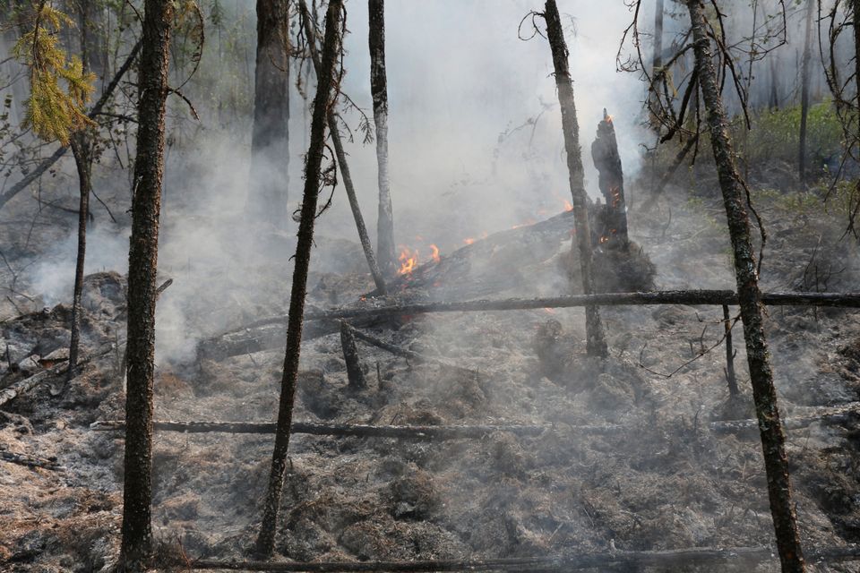 A fire in the Boguchansk district of the Krasnoyarsk region in Russia. Hundreds of Russian towns and cities were shrouded in heavy smoke from wildfires in Siberia and the Far East in July 2019.