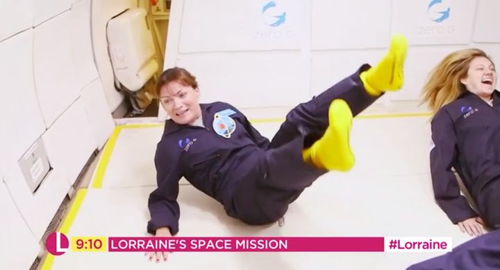 Lorraine has her first pang of weightlessness