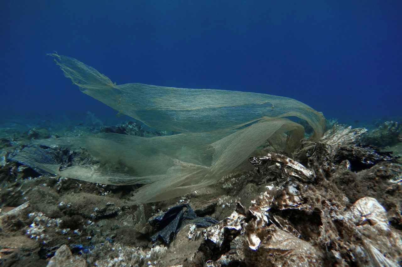 Plastic waste found at the bottom of the sea in Greece.