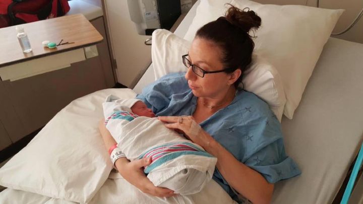 Natalie Stechyson thanks her son, on behalf of her vagina, for coming a month early.
